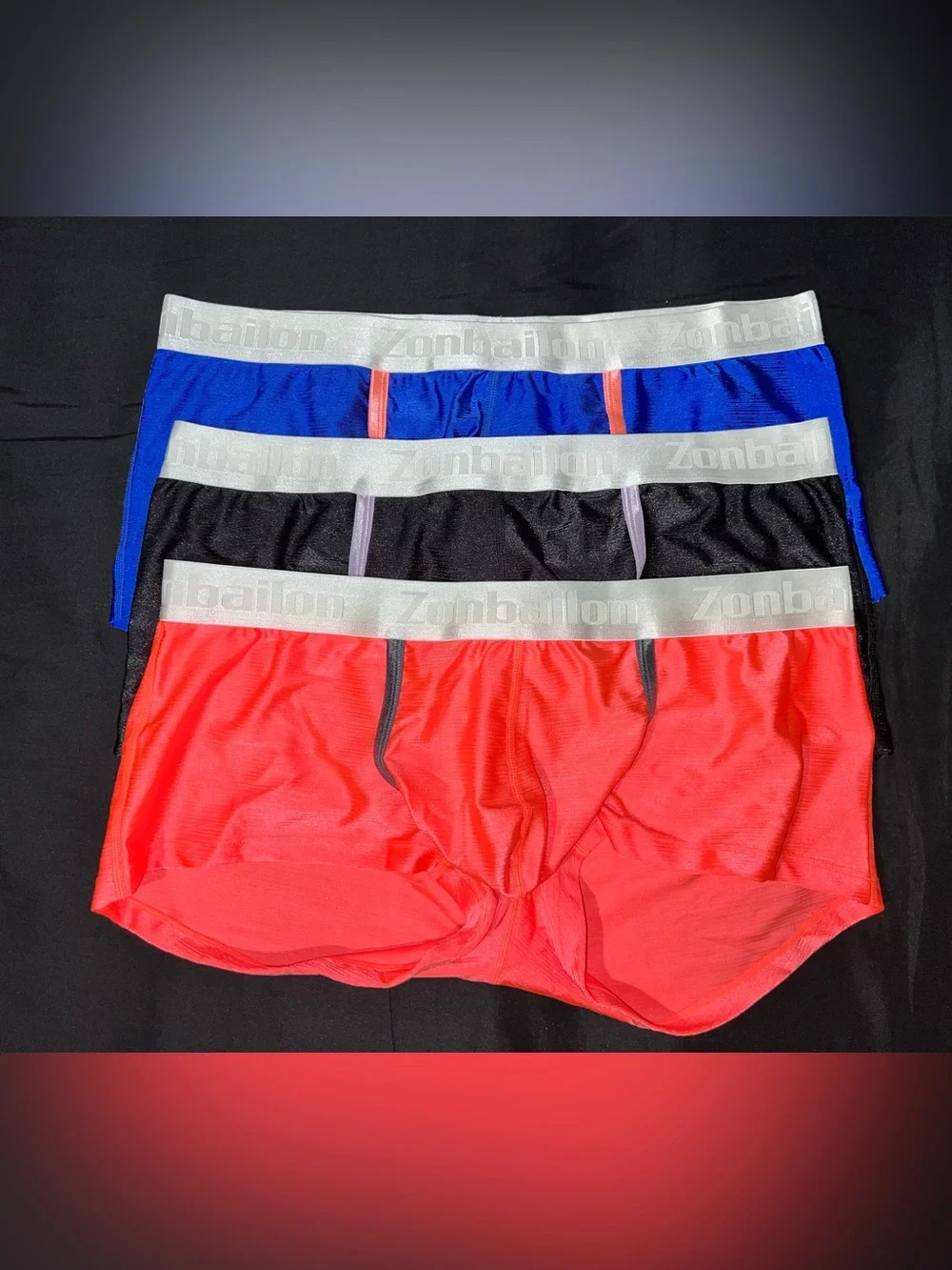 Men’s 3-Pack trunks — Red, Black, Blue